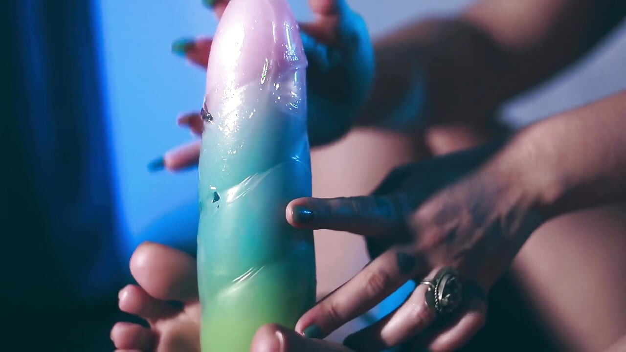 Bouncing on a Giant Unicorn Dildo