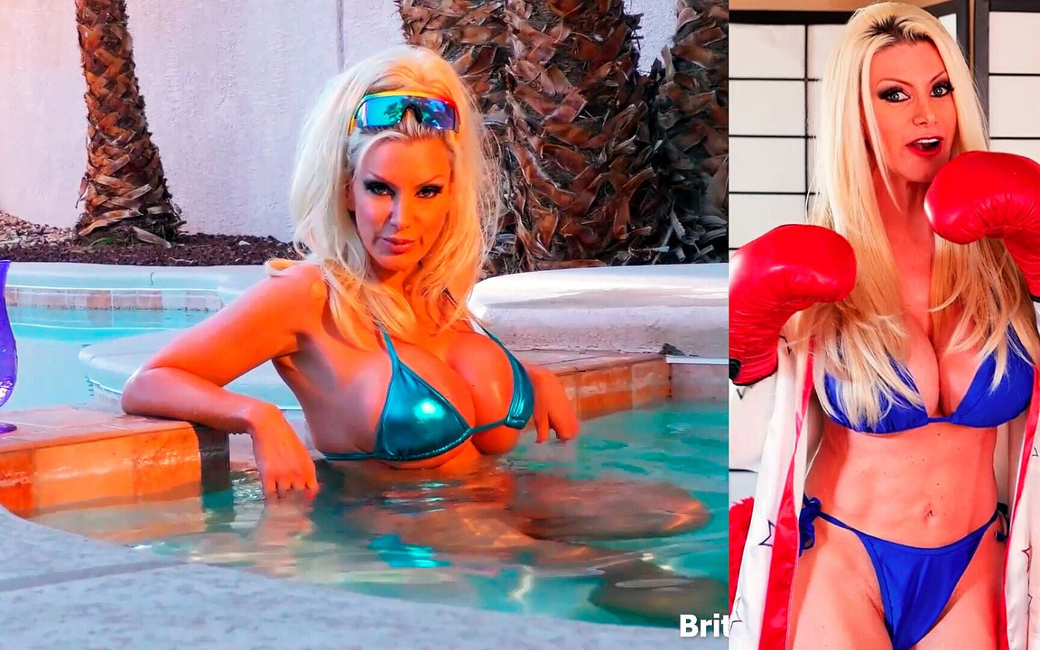 सुनहरे बालों वाली सुंदरी Brittany Andrews को पूल के किनारे हस्तमैथुन करने में मजा आता है!