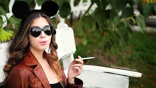 Sensual Russian Angel Smoking Cigarette in Sunlight
