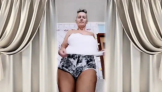 Hot Housewife Lukerya. Fun Flirting in the Kitchen Online.