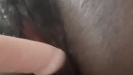 Closeup Fucking My Black Pussy with White Didlo