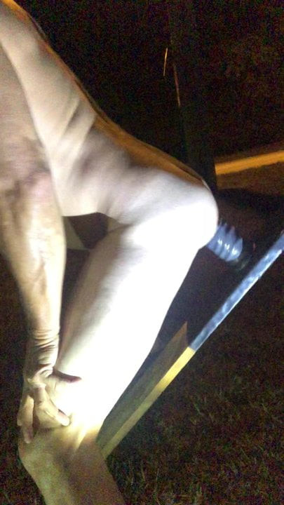 Taking big dildo