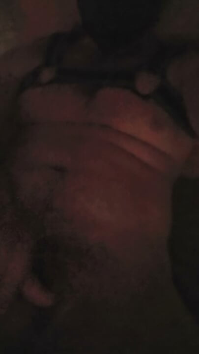 Pup jerking off his hard cock