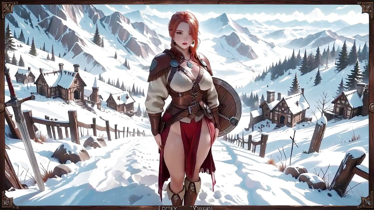 Redhead Warrior in Snow! Forbidden Leather Armor Seduction in Medieval Village. Cold Queen Unzips Her Gear & Goes Wild!