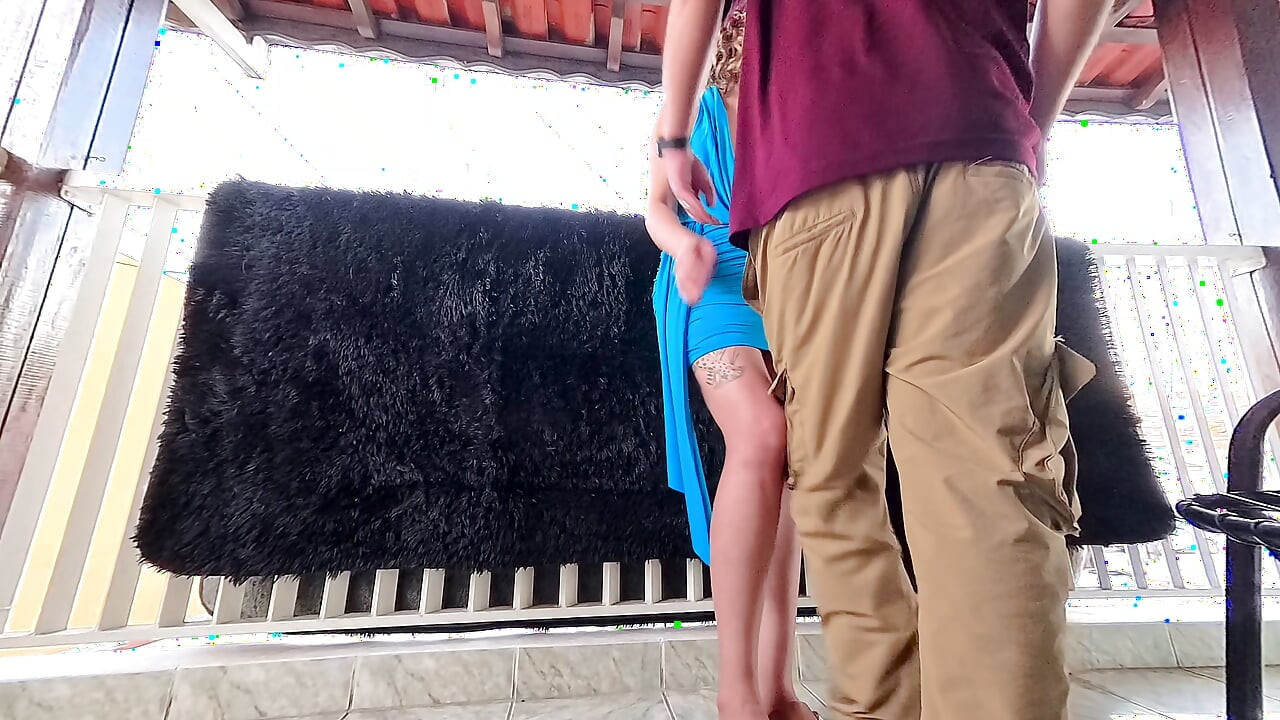 A post-party encounter ends with a creampie on the balcony.