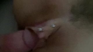 Creampie lippy, hairy pussy with big clit