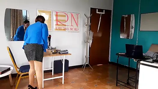 Nudist secretary. Nude employee in the office. Nude secretary is not shy about her boss. Nude office.  1 194