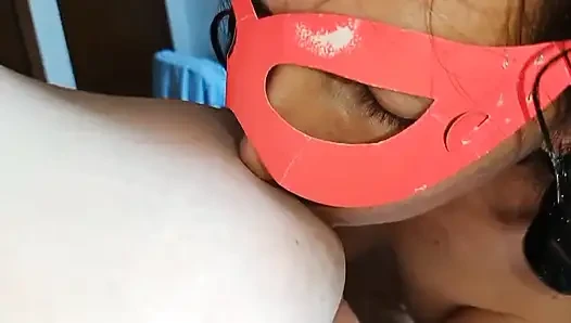 A SKINNY GIRL DELICIOUSLY SUCKS THE ENORMOUS BREASTS OF A FAT LADY
