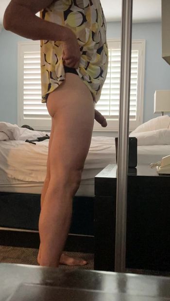 Sexy Crossdresser teasing with big cock & Cute round butt wishing she had company