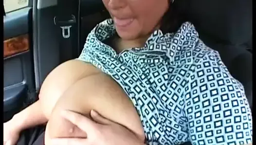 Huge Titted German Slut - Part1 - Tits & Pussy in Car