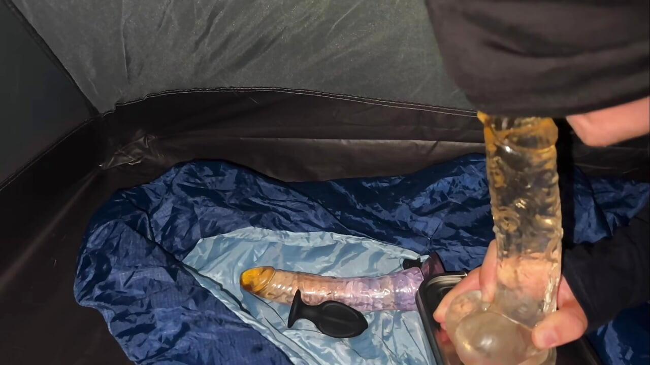 boy camping with dildos