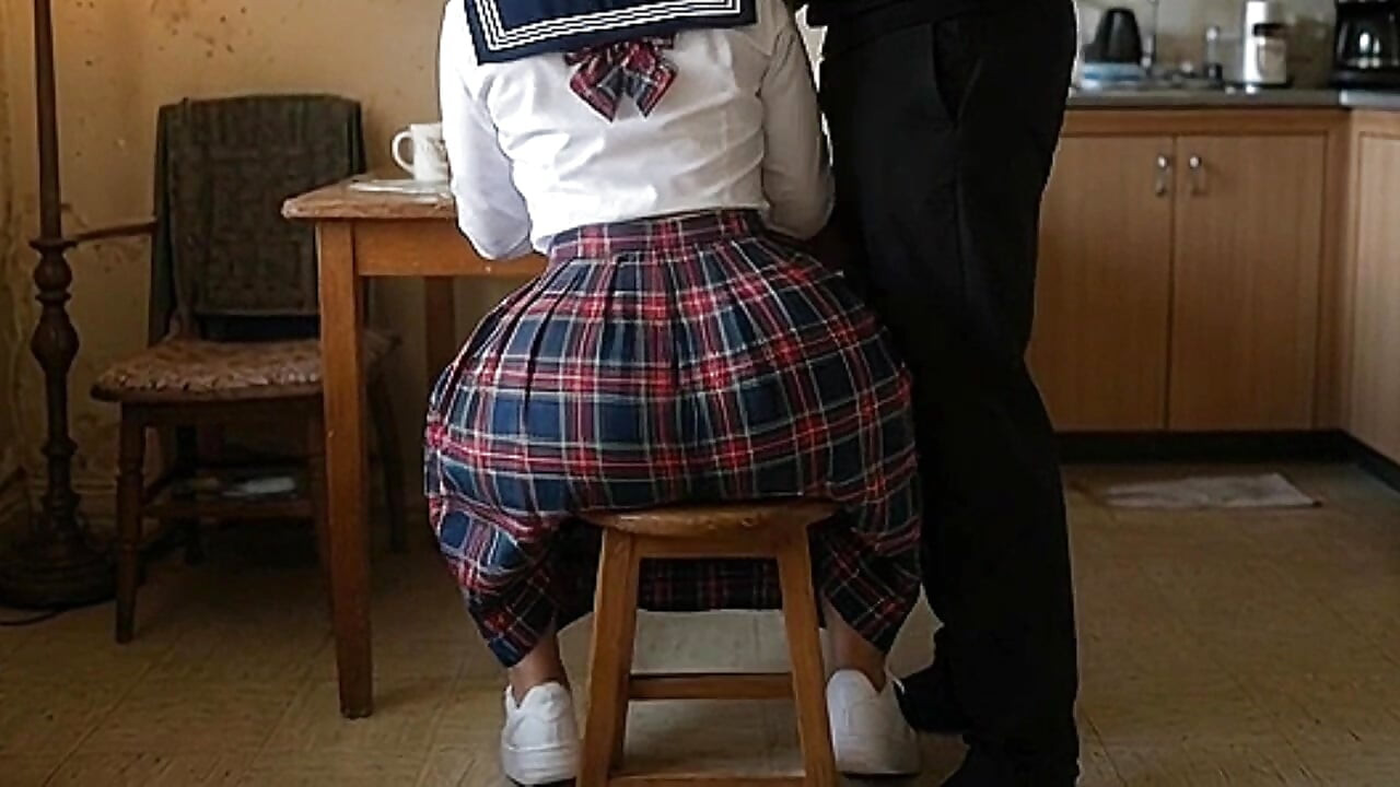 Uncle Pressing His Petite Big Ass Schoolgirl Niece on the Chair