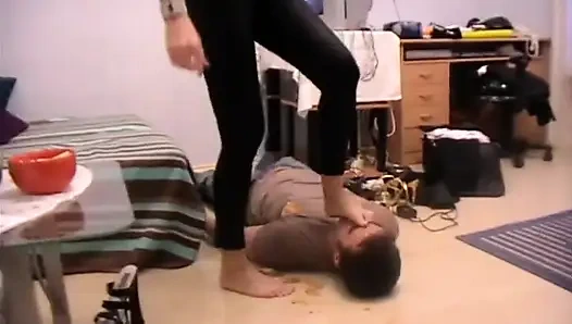 Big girl punishes slave