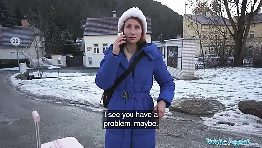 She nervously takes off her clothes in front of a stranger in POV - Public Agent