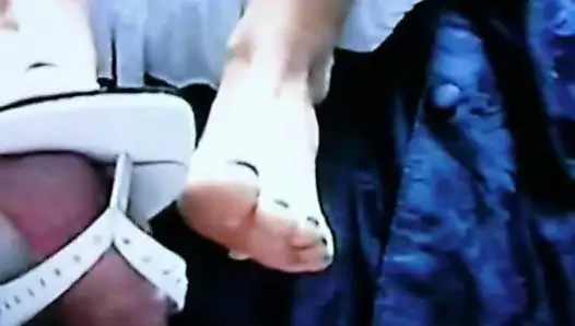 My feet and sandals and his boner