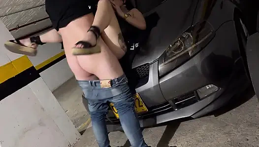 The Husband's Friend Was Too Big to Suck It, so I Rode It in a Parking Lot