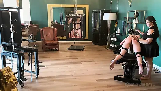 Piss Drenched Bound Slaves in Dominatrix Dungeon