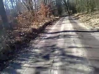Wanking and cumming outdoor