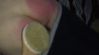 Nasty paddle beating for tiny red cheeks