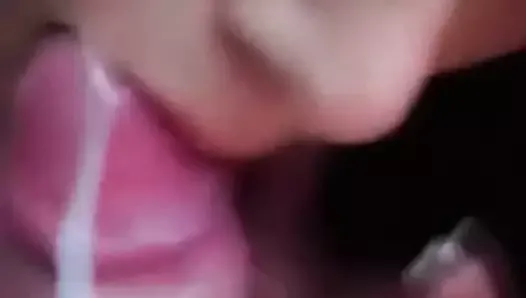 Teasing blowjob with cum fountain