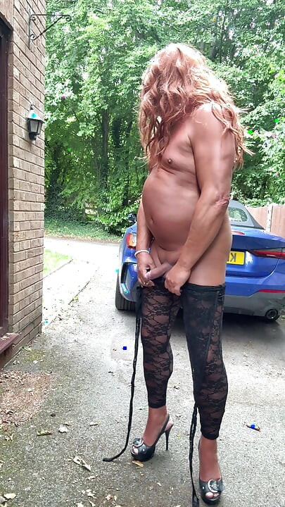 Sexy Crossdresser kellycd2022 in black lace catsuit and heels