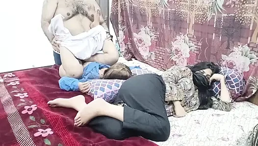 Desi Pakistani Husband Cheating With School Girl Beside Her Wife