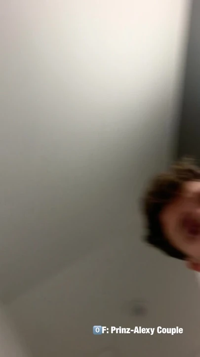 Boy walks on the stairs with his hard dick