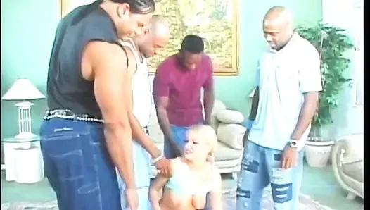Three Monster Black Cocks with Double Penetration and Cumshot in the Ass for Slutty Teen