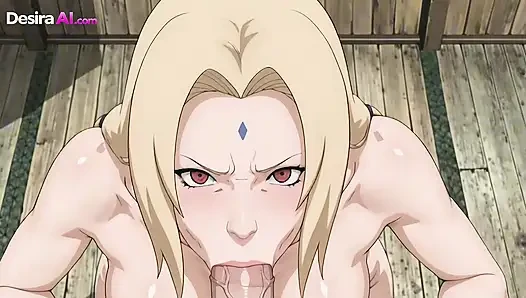 MILF Tsunade nimmt hartes hämmern, cumshot explodiert über gesichtsbesamung und titten, AI generiert