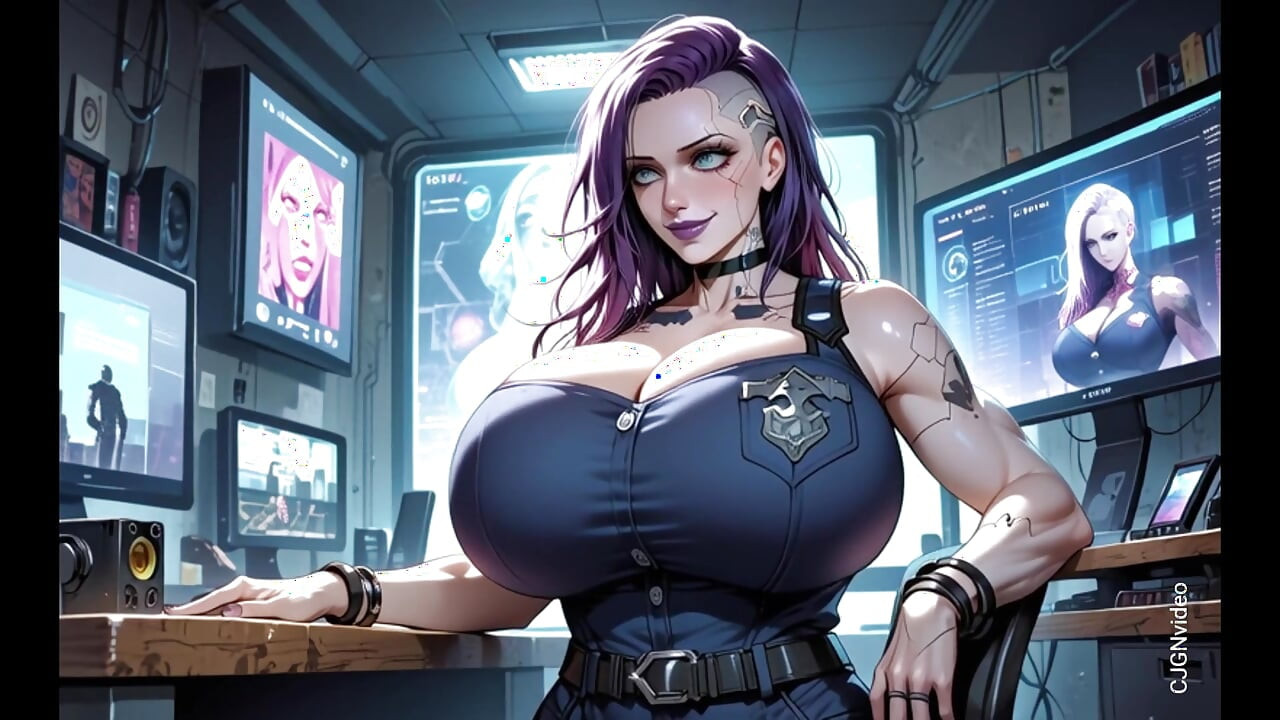 Cyberpunk police woman undress (Ai animation)
