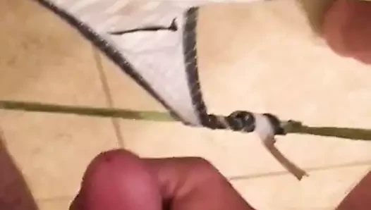 Cum içinde karısının kirli külot giyen horoz yüzüğü