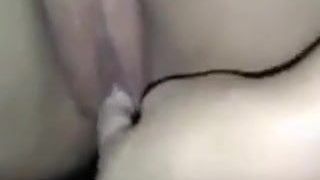 Fingering hot pussy in WC