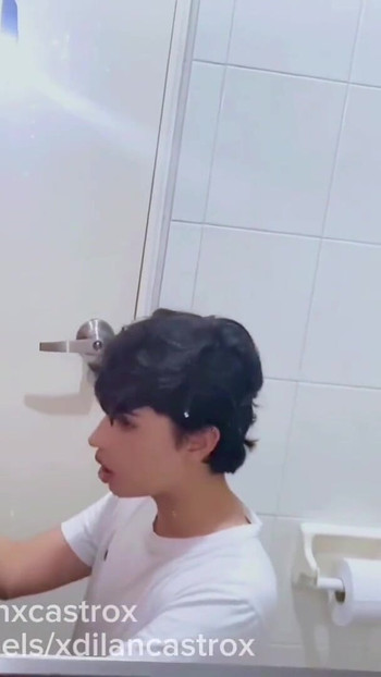 Emotional moment from "Cruising straight footballer fucks bareback young gay man takes off his condom in bathroom and cums"