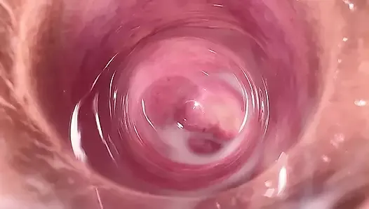 The hottest pussy spreading, Camera in Mia's creamy vagina