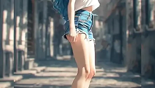 Blue haired girls dancing