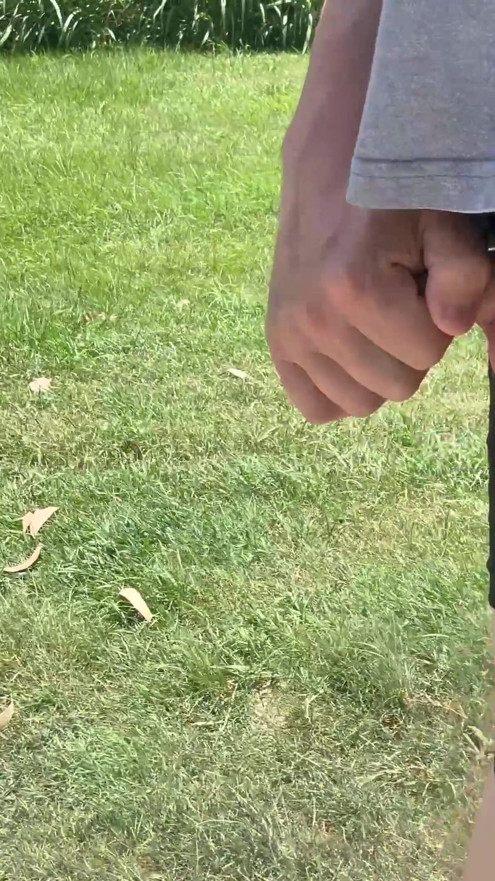 Straight guy out flashing his cock in the hot sun risky dare. | Clip 1