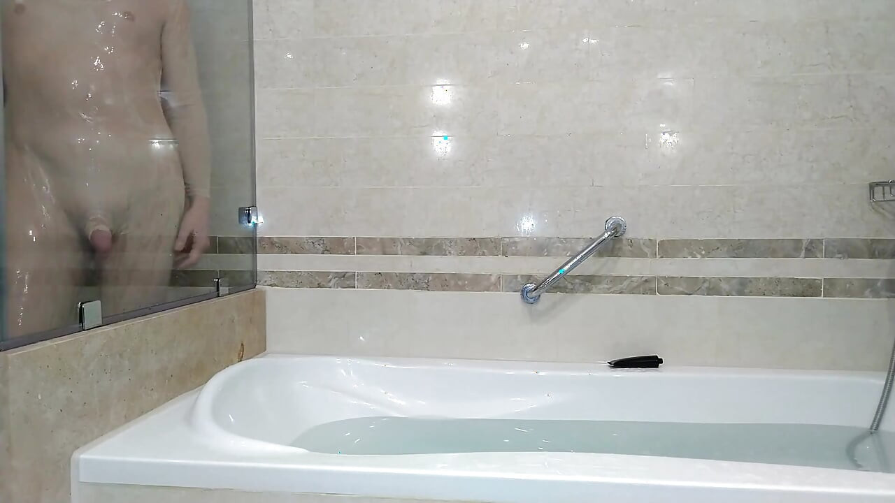 Kinky Mature Guy Masturbates in the Hotel's Room and Bathroom