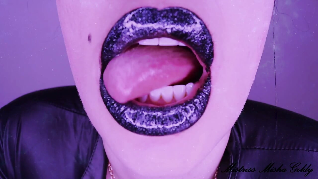 Glossy black lips get total control over you! Mesmerizing JOI