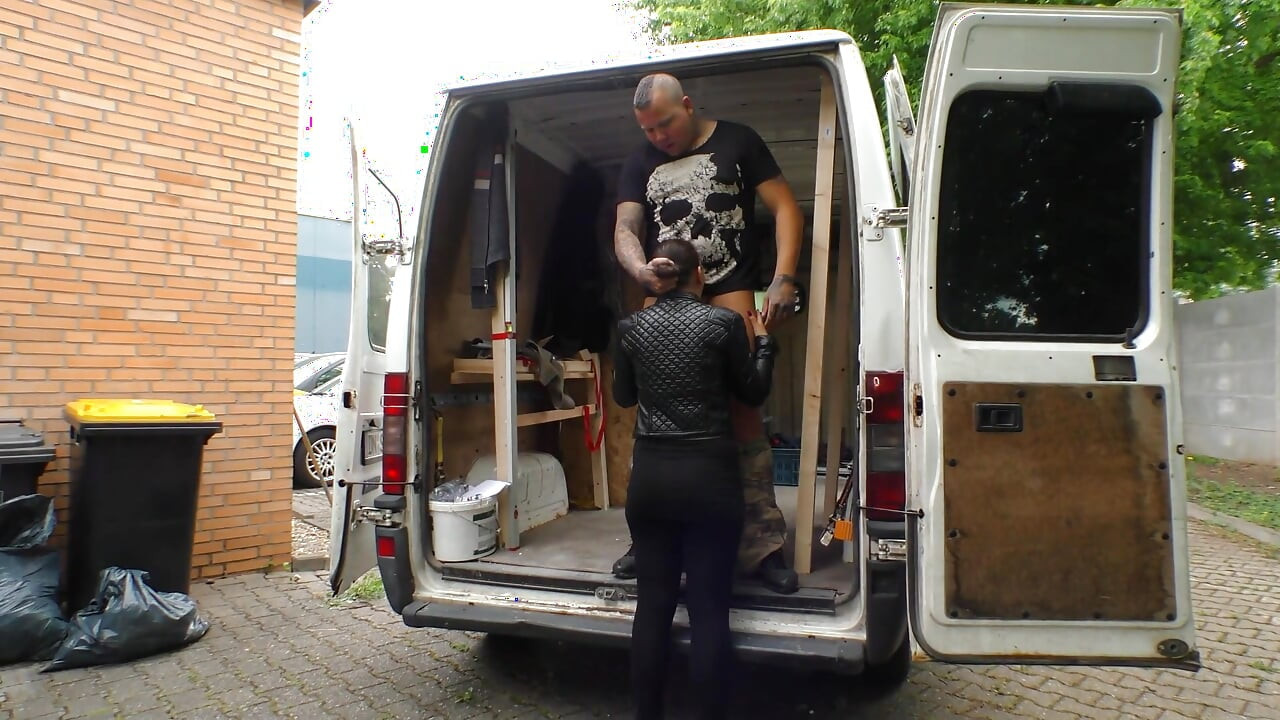 Tattooed MILF fucked in her wet shaved pussy outdoor