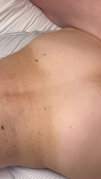 Powerful moment from "Slim hairy MILF fuck missionary and prone"