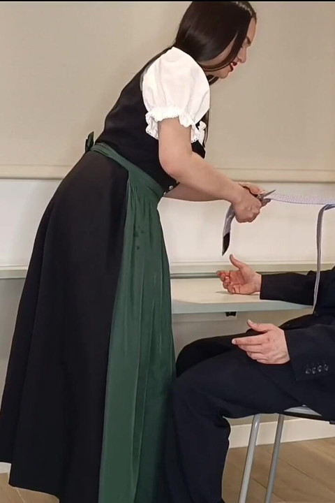Wearing a Traditional Austrian Dirndl She Jerked Him off
