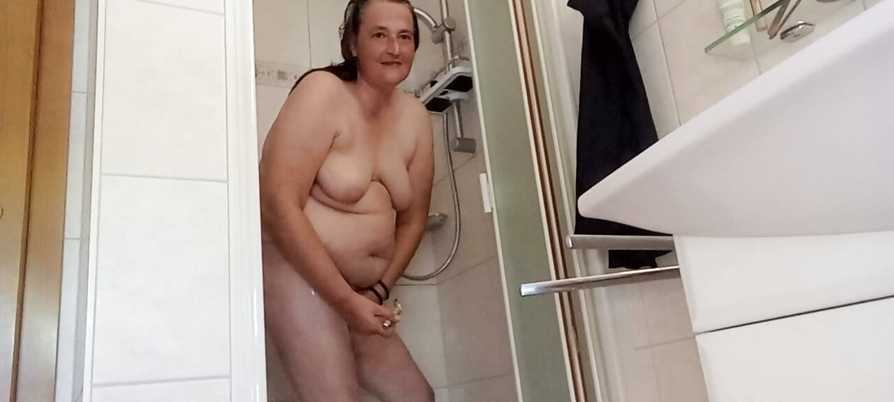 My pot-bellied pig in the shower