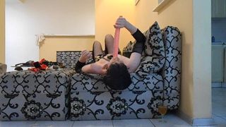 Training to deepthroat and be a pain slut