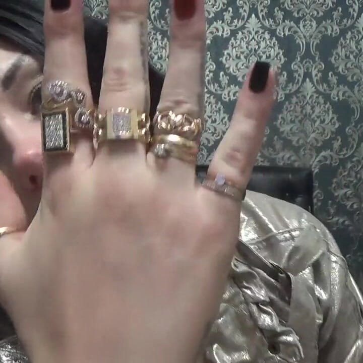 Golden rings tease and HJ! Jewerly fetish!