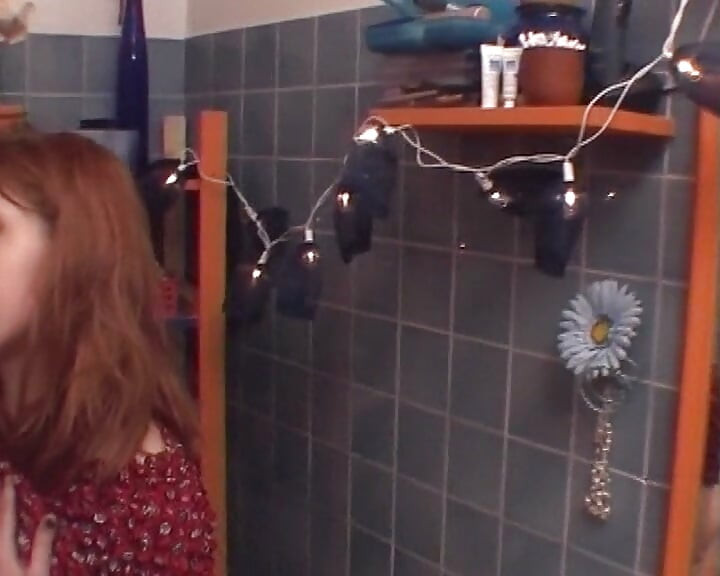 Redhead Stepsis From France Playing with Two Cocks