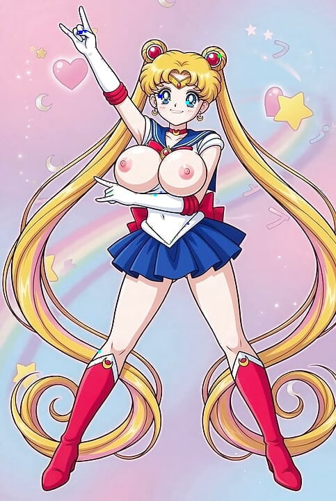Sailor moon schüttelt ihre enge kahle arsch-muschi