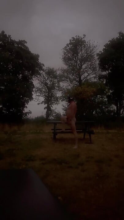 Huge cumshot at side of road from edging naked in beauty spot naked and barefoot, couple of cars could have caught me