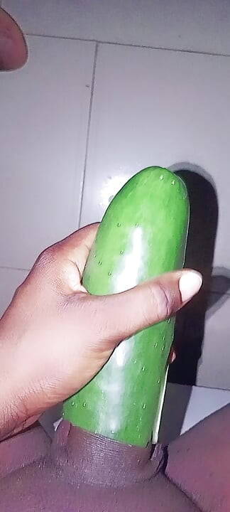 Black dick fuck a cucumber cum