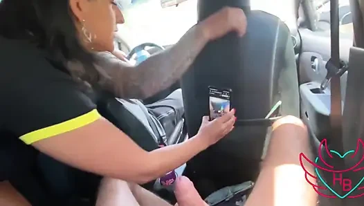 Sucked Her Stepson While the Cuckold Was Driving