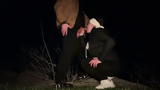 Horny Wife Sneaks Away from Camp to Get Fucked by Big Dick